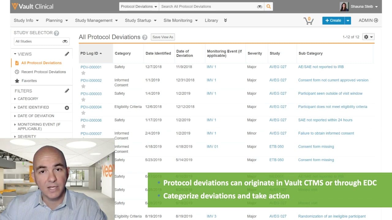 Veeva Vault CTMS Issue Triage interface screenshot