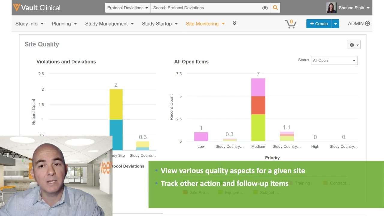 Veeva Vault CTMS Issue Trend Reporting interface screenshot