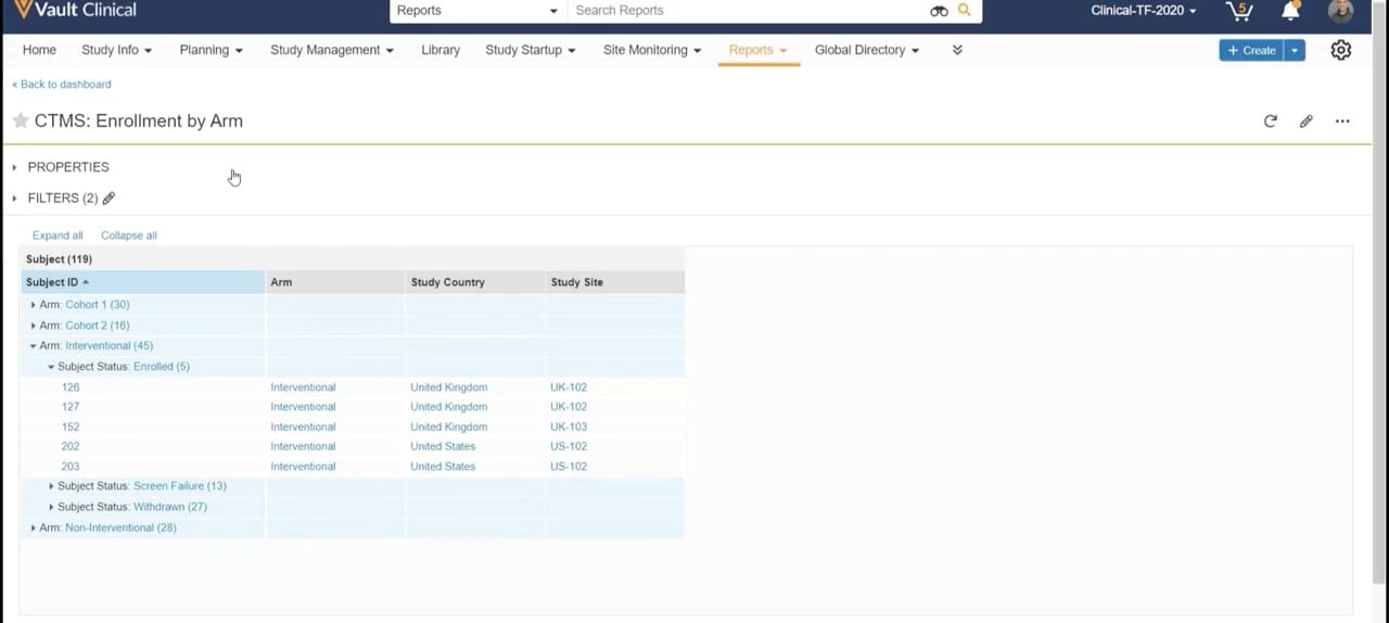 Veeva Vault Study Startup Startup Timeline interface screenshot
