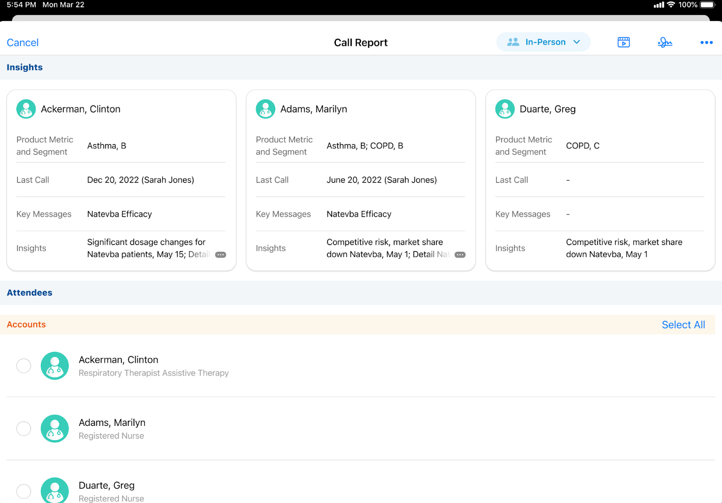 Call Report: Patient Insights, Attendee Details, and Accounts