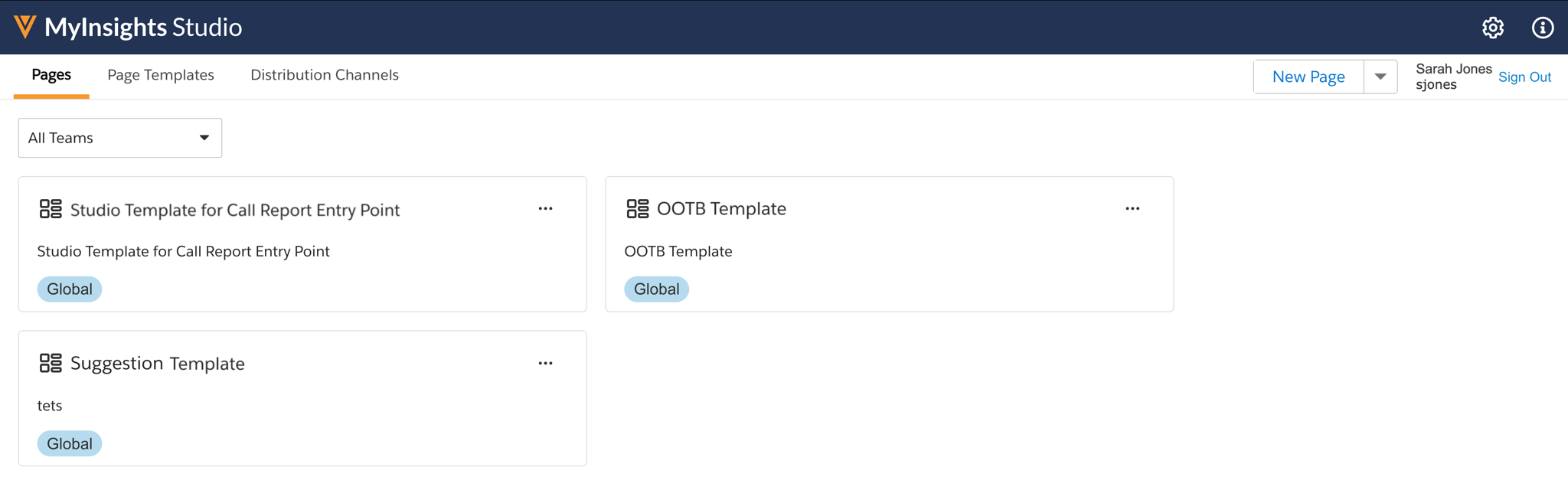 MyInsights Studio Page Templates and Distribution Channels