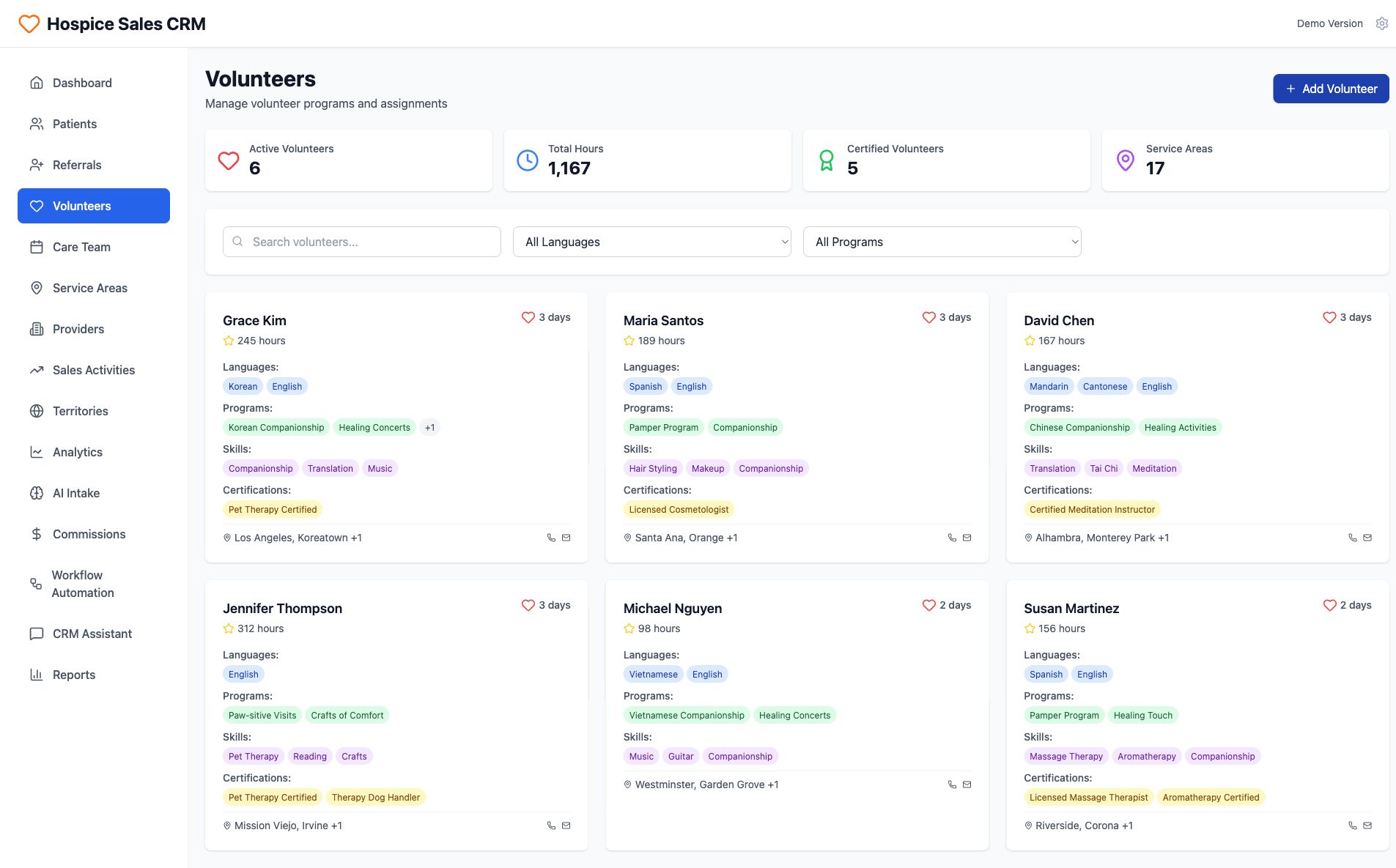 Detailed Volunteer Overview and Assignment Management System
